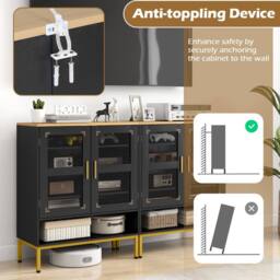 Costway Wooden 5-Tier Shoe Cabinet Modern Shoe Storage Organizer w/Glass Doors in Black - thumbnail 8