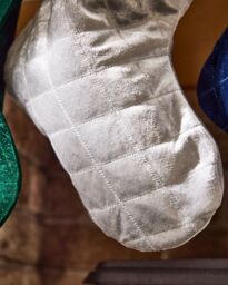 Dibor Set of 4 Harrington Quilted Grey Velvet Xmas Gift Christmas Stocking - Size: 4 Pack - thumbnail 3