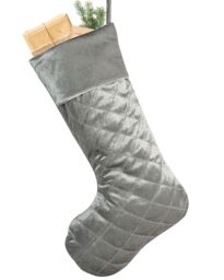Dibor Set of 4 Harrington Quilted Grey Velvet Xmas Gift Christmas Stocking - Size: 4 Pack - thumbnail 2