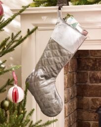 Dibor Set of 4 Harrington Quilted Grey Velvet Xmas Gift Christmas Stocking - Size: 4 Pack