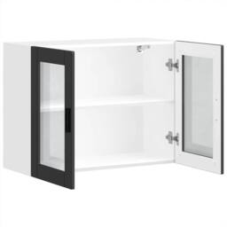 Berkfield Home Kitchen Wall Cabinet with Glass Door Porto Black - thumbnail 6
