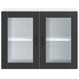 Berkfield Home Kitchen Wall Cabinet with Glass Door Porto Black - thumbnail 7
