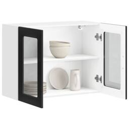 Berkfield Home Kitchen Wall Cabinet with Glass Door Porto Black - thumbnail 5