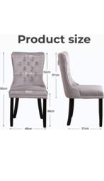 Neo Set of Two Studded Velvet Dining Chair with Ring Knocker Detail in Mid Grey - thumbnail 6