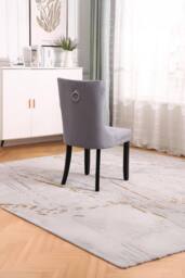 Neo Set of Two Studded Velvet Dining Chair with Ring Knocker Detail in Mid Grey - thumbnail 5