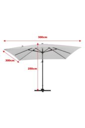 H&O Direct 3m x 3m Square Rotating Outdoor Cantilever Parasol in Light Grey - thumbnail 2