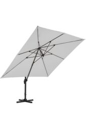 H&O Direct 3m x 3m Square Rotating Outdoor Cantilever Parasol in Light Grey - thumbnail 3