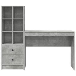 Berkfield Home Desk with Storage Concrete Grey Engineered Wood - thumbnail 7