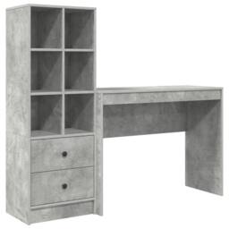 Berkfield Home Desk with Storage Concrete Grey Engineered Wood - thumbnail 2
