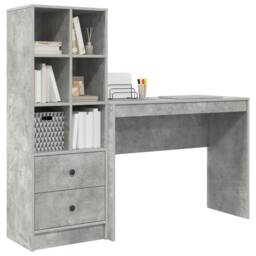 Berkfield Home Desk with Storage Concrete Grey Engineered Wood - thumbnail 3