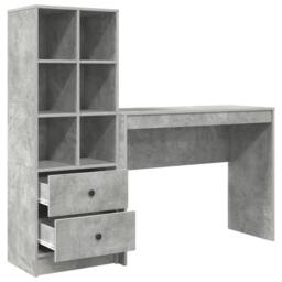 Berkfield Home Desk with Storage Concrete Grey Engineered Wood - thumbnail 6