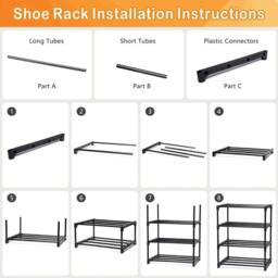 Kelvenix 4Tier Shoe Rack Free Standing Shoes Storage Tall in Black - thumbnail 4