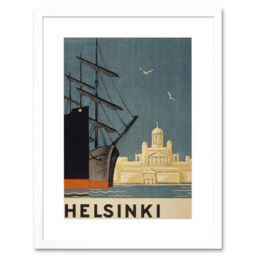 "Artery8 Wall Art Print Finland Helsinki Cathedral Ships Artwork Framed 9X7 Inch in White - Size: W7"" x H9""" - thumbnail 1