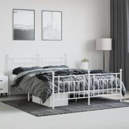 Berkfield Home Metal Bed Frame with Headboard & Footboard White 183x213 cm - thumbnail 3