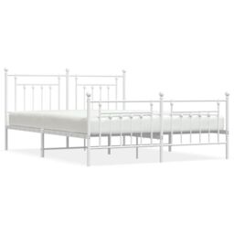 Berkfield Home Metal Bed Frame with Headboard & Footboard White 183x213 cm - thumbnail 2