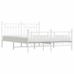 Berkfield Home Metal Bed Frame with Headboard & Footboard White 183x213 cm - thumbnail 4
