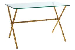 Orsina Unique Design Console Table, Elegant Console Table With Drawers For Livingroom, Glass Top Console Table in Gold - thumbnail 3