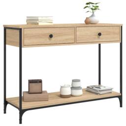 Berkfield Home Decorative Console Table Sonoma Oak 100x34.5x75 cm Engineered Wood in Light Tan