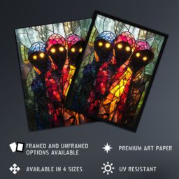 "Artery8 Three Cloaked Witches Fantasy Stained Glass Framed Art Print - Size: W12"" x H16""" - thumbnail 2