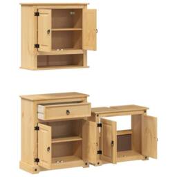 Berkfield Home 3 Piece Bathroom Furniture Set Corona Solid Wood Pine in Brown - thumbnail 4