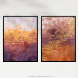 Artery8 Wall Art Print Abstract Orange Purple & Gold Set Of 2 s Living Room Aesthetic Vein Mineral A4 - thumbnail 5