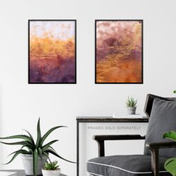 Artery8 Wall Art Print Abstract Orange Purple & Gold Set Of 2 s Living Room Aesthetic Vein Mineral A4 - thumbnail 6