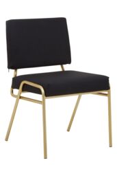 Orsina Comfortable Black Linen Chair, Elegant Design Comfortable Chair For Bedroom, Gold Finish Accent Chair - thumbnail 2