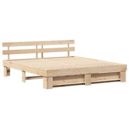 Berkfield Home Traditional with Headboard Brown 180 x 200 cm Solid pine wood in Light Brown - thumbnail 3