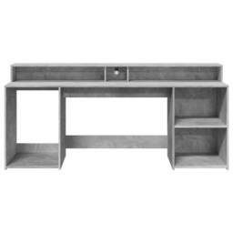 Berkfield Home Desk with LED Lights Concrete Grey 200x55x91 cm Engineered Wood - Size: 200 x 55 x 91 cm - thumbnail 6