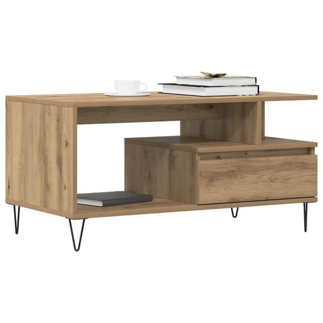 Berkfield Home Durable Coffee Table Artisan Oak 90x49x45 cm Engineered Wood in Brown - Size: 90 x 49 x 45 cm - image 1
