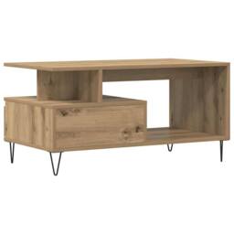 Berkfield Home Durable Coffee Table Artisan Oak 90x49x45 cm Engineered Wood in Brown - Size: 90 x 49 x 45 cm - thumbnail 7