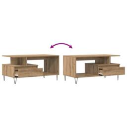 Berkfield Home Durable Coffee Table Artisan Oak 90x49x45 cm Engineered Wood in Brown - Size: 90 x 49 x 45 cm - thumbnail 8