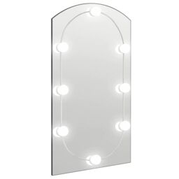Berkfield Home Mirror with LED Lights 90x45 cm Glass Arch in Silver - thumbnail 2