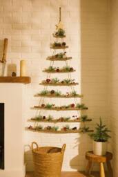 Neo Wooden Hanging Wall Christmas Tree in Brown - thumbnail 1