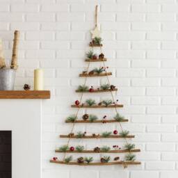 Neo Wooden Hanging Wall Christmas Tree in Brown - thumbnail 2