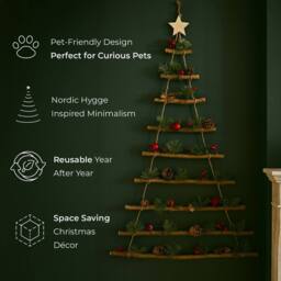 Neo Wooden Hanging Wall Christmas Tree in Brown - thumbnail 3