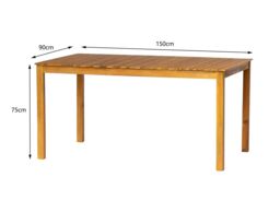 Nordlys Solid Acacia Wood 6 Person Garden Table in Brown - thumbnail 5