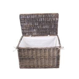 FLAVORA Small Bronze Wicker Large Storage Hamper Chest Trunk - Size: 500mm - thumbnail 3