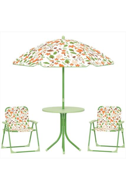 ERGOVEXA 4-Piece Kids Garden Table & Chair Set with Adjustable, Green - image 1
