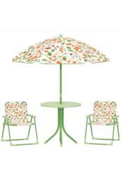 ERGOVEXA 4-Piece Kids Garden Table & Chair Set with Adjustable, Green