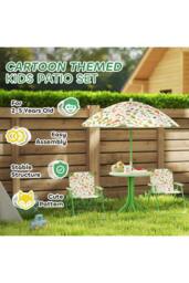 ERGOVEXA 4-Piece Kids Garden Table & Chair Set with Adjustable, Green - thumbnail 5