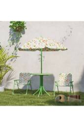 ERGOVEXA 4-Piece Kids Garden Table & Chair Set with Adjustable, Green - thumbnail 6