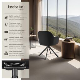 tectake Armchair Lona Per Piece - Black/Black in Black - Size: 1 Pack - thumbnail 2