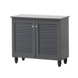 Nordara Shoe Storage Cabinet Wooden 2 Door Grey Organiser