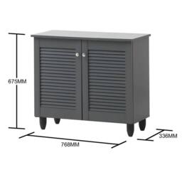 Nordara Shoe Storage Cabinet Wooden 2 Door Grey Organiser - thumbnail 2