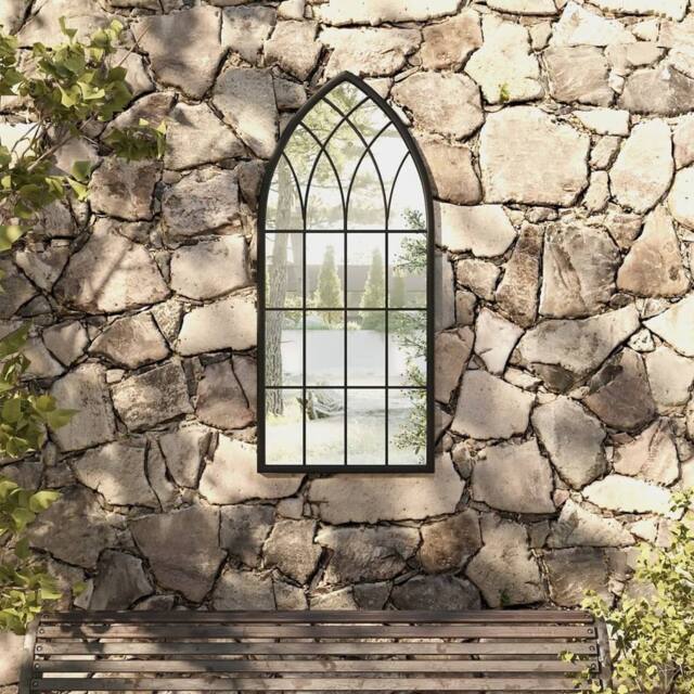 Berkfield Home Garden Mirror Black 100x45 cm Iron for Outdoor Use - image 1