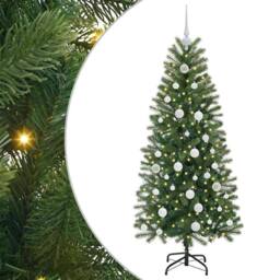 Berkfield Home Elegant Artificial Christmas Tree with 150 LEDs Green 150 cm PE a - thumbnail 3