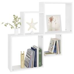 Berkfield Home Wall Cube Shelf White 80x15x78.5 cm Engineered Wood - thumbnail 5