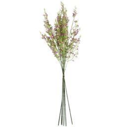 Leaf Pack of 6 x 100cm Artificial Foliage Stem with Small Flowers - Purple - Size: 6 x 100 cm - thumbnail 3