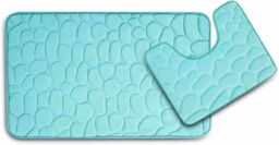 Marco Paul Set of 2 Memory Foam Blue Bathmat Nonslip Bathroom Accessories - thumbnail 2